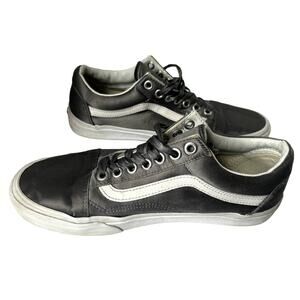 Vans Old Skool Satin Skate Shoes Size 8 Ribbon Lace Up Silver Metallic Sneaker